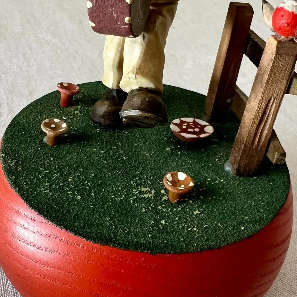 VTG Anri Reuge Rotating Music Box Boy/Bird Plays The Little Drummer Boy WORKING